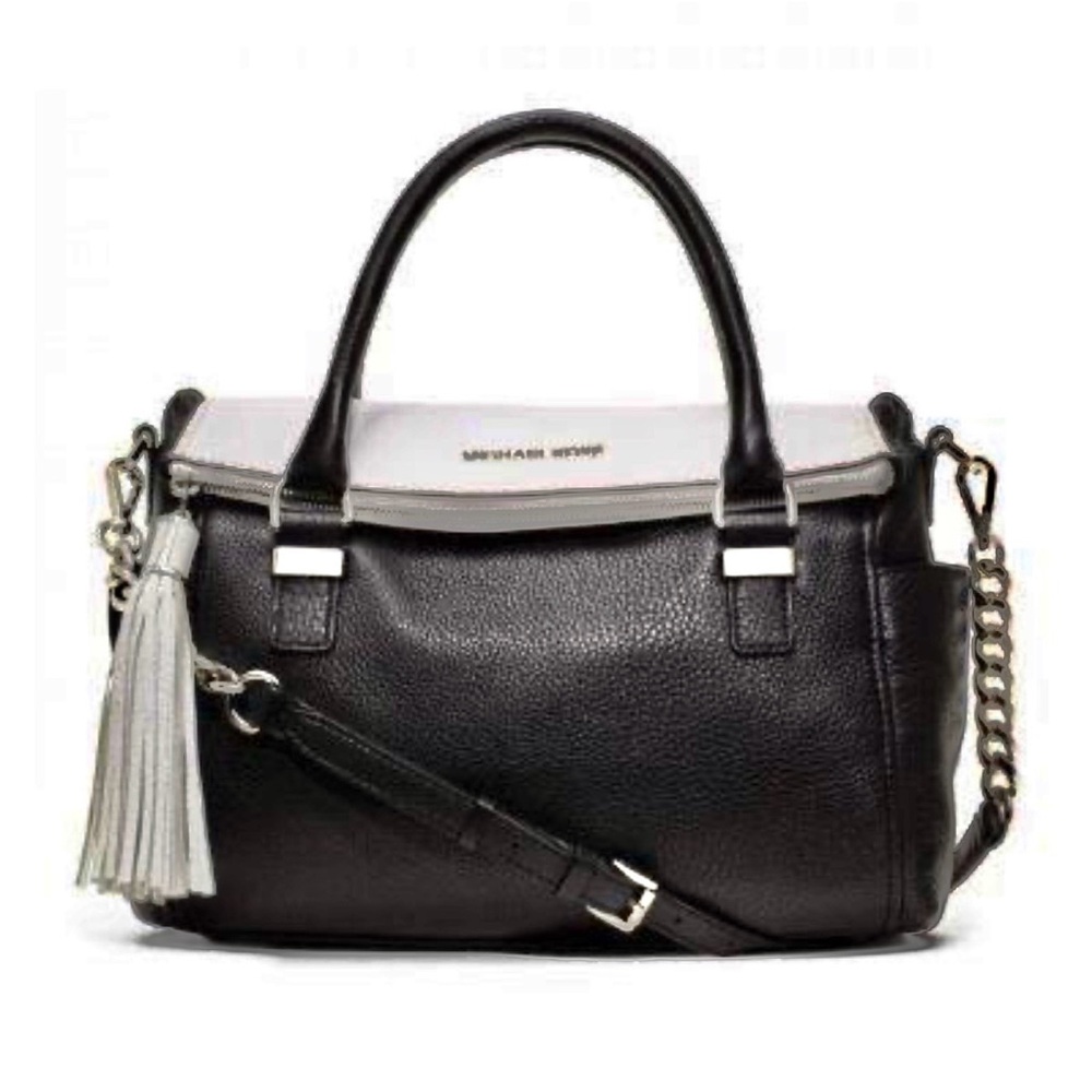 Michael Kors Black and Cream  never used Satchel. Pebbled leather
